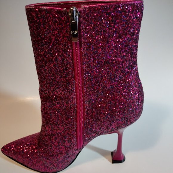 NEW MARC FISHER Shiny Glitter Purple Party Club Ankle Boots - Picture 4 of 4